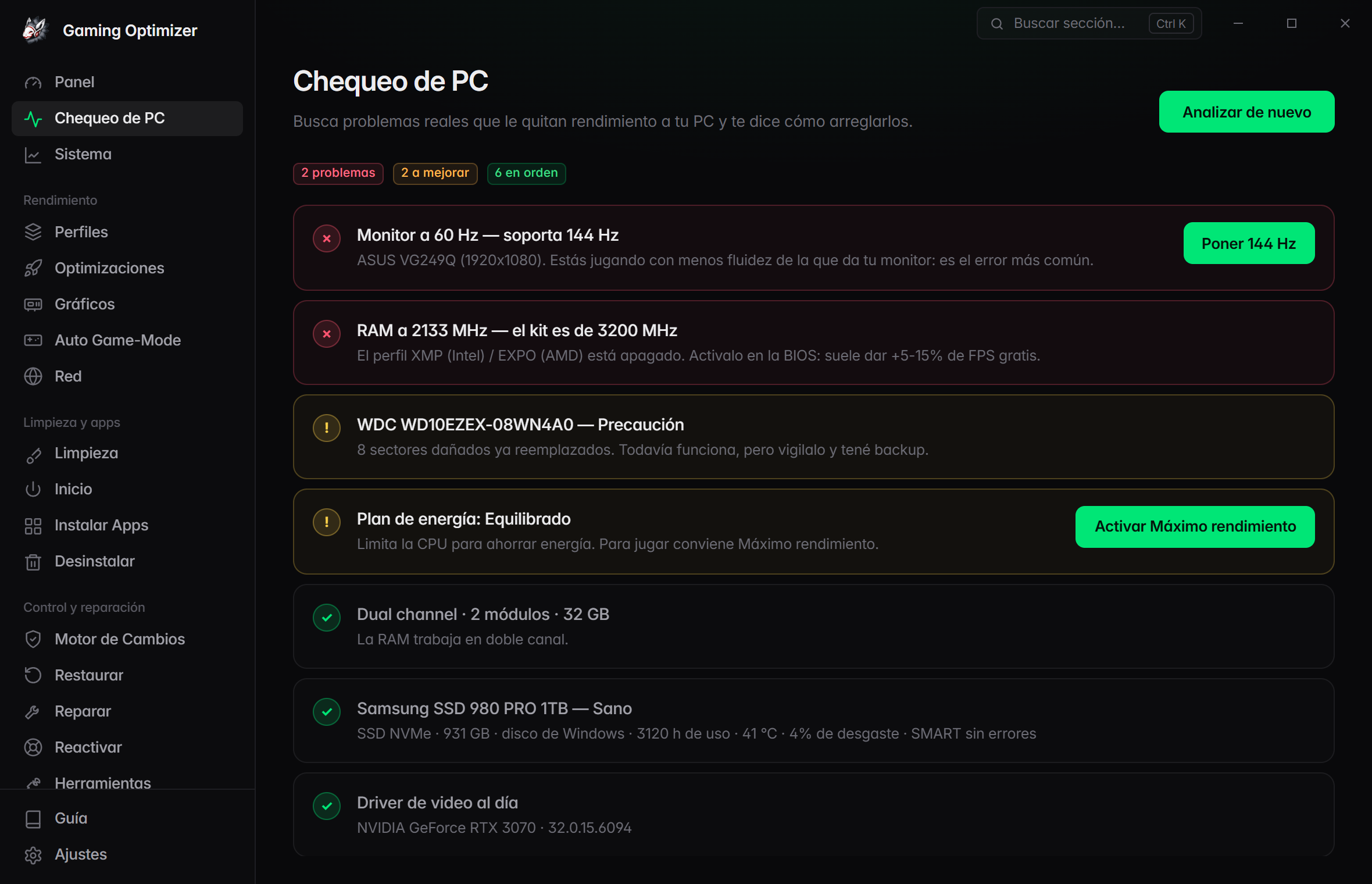Chequeo de PC
